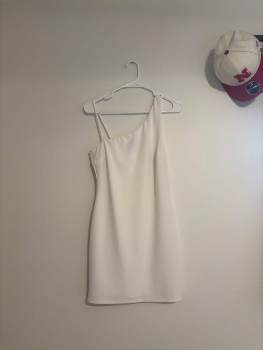 Lulu's Cream One-Shoulder Mini Dress